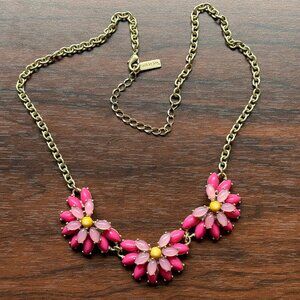 Vintage Y2K Cookie Lee Pink and Gold Tone Flower Pink Posies Necklace